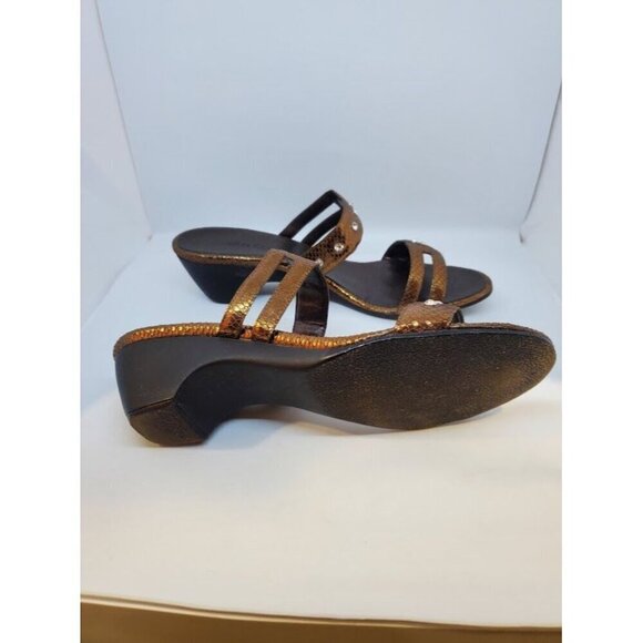Vaneli Bronze Snakeprint Square Toe Sandals With Rhinestone Accents Size 10M - Picture 7 of 8